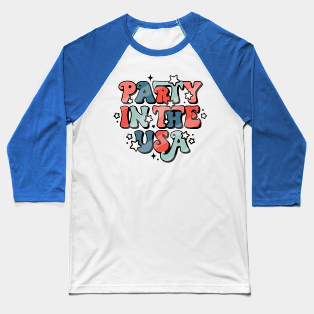 Party in the usa Baseball T-Shirt by Hanadrawing